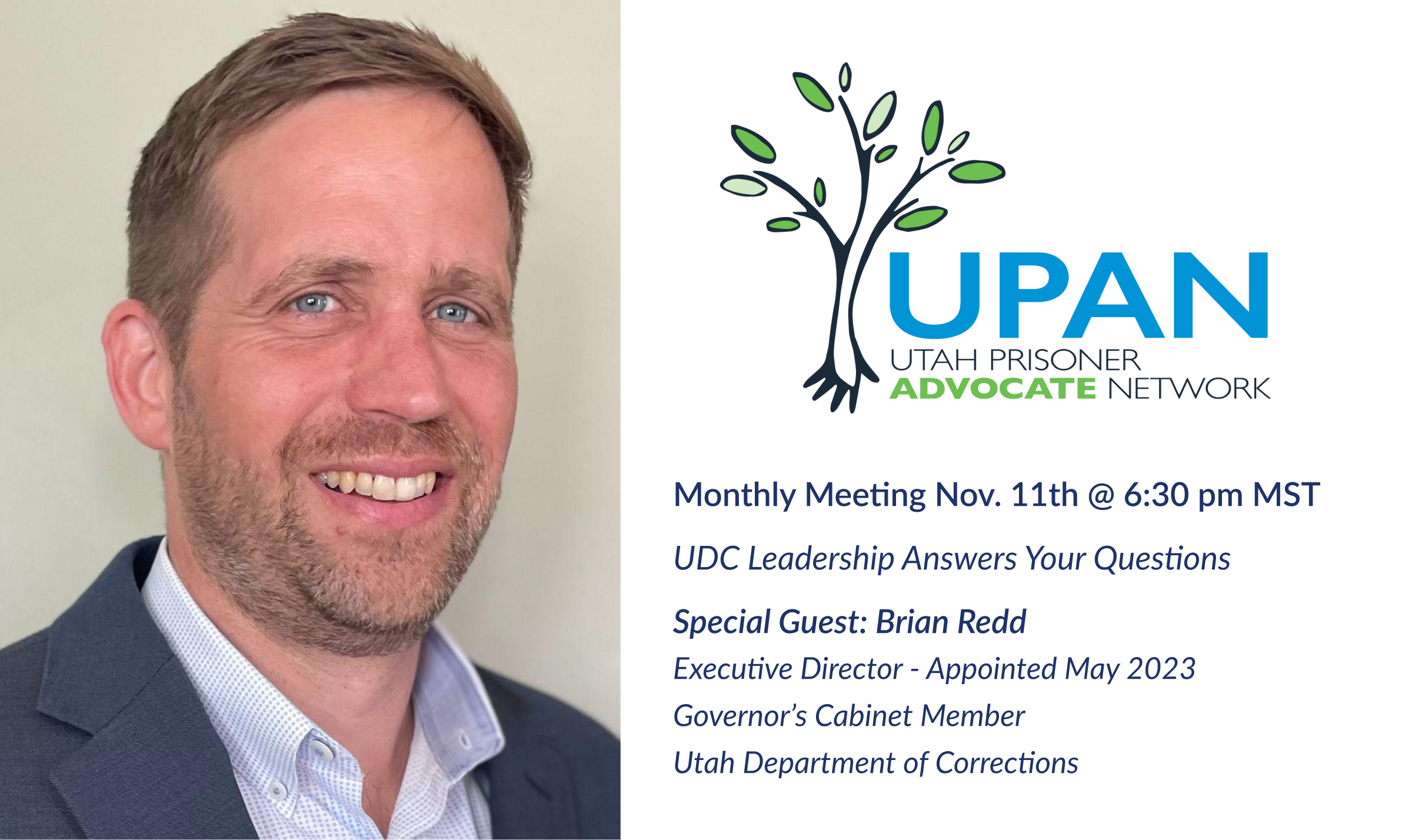 UDC Executive Director Brian Redd, Guest Speaker for UPAN Monthly Meeting on Monday, November 11th, 2024